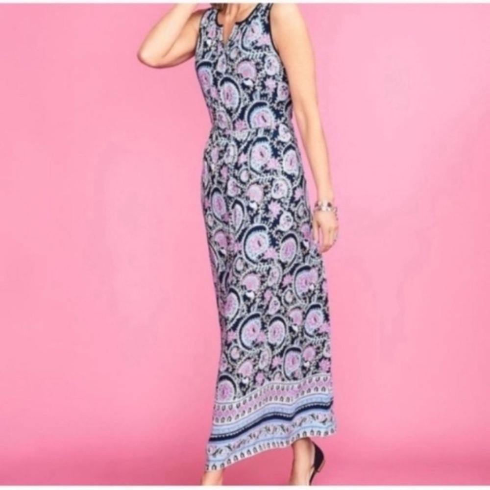 Talbots Women’s Paisley Floral Print Boho Bohemian Sleeveless Maxi Dress Sz 10P